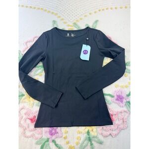 Joy Mangano Clean Boss Black Long Sleeve Top Anti Microbial Stretch XS 82970